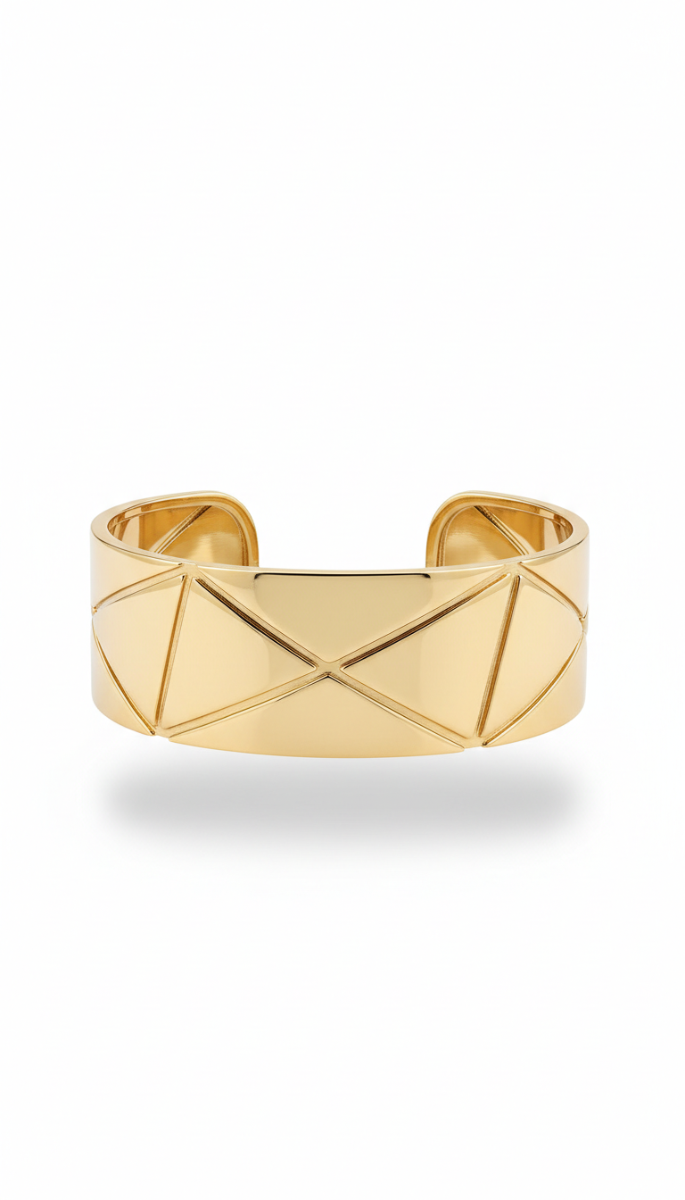 Geometric Gold-Plated Cuff Bracelet