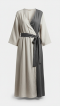 Monochrome linen wrap dress