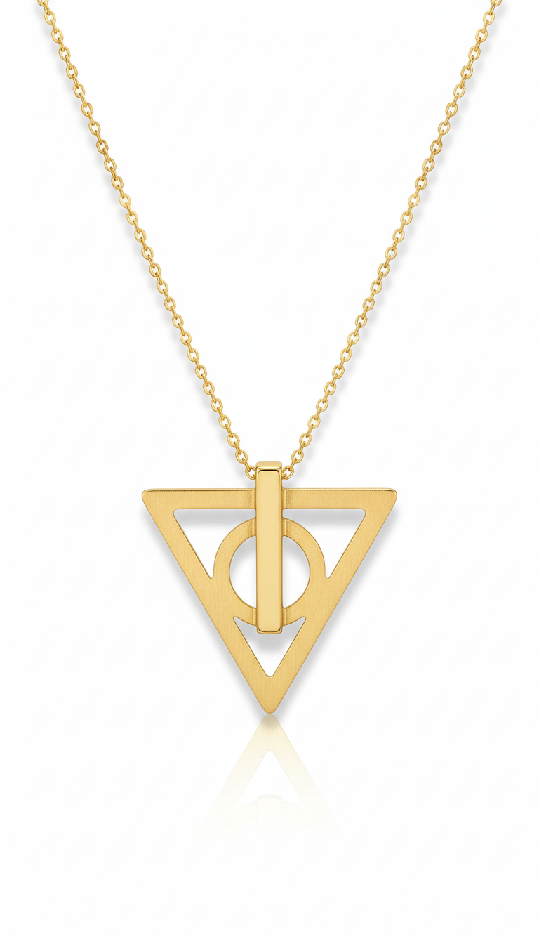 Gold-plated geometric pendant necklace
